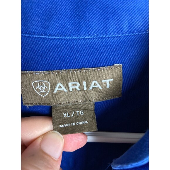 Ariat Mens Button Down Shirt Black Blue Size XL Long Sleeve Collared Lot of 2 - Picture 3 of 15